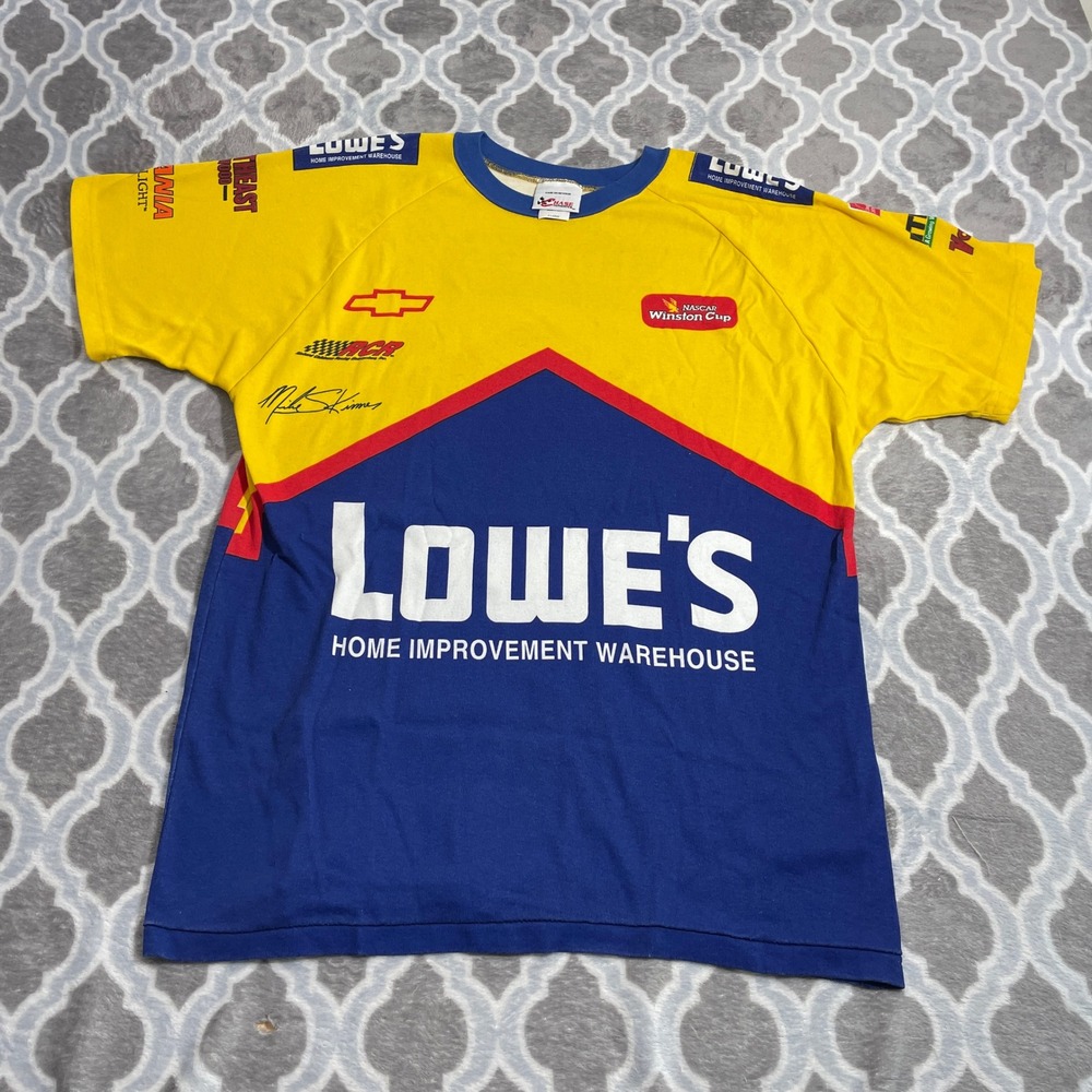 Chase Authentics T-Shirt Mens XL Yellow Blue NASCAR Lowe's Mike Skinner Racing